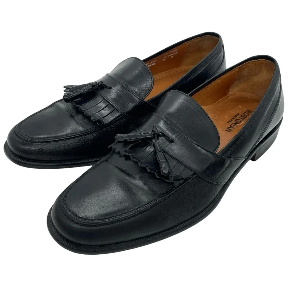 Bostonian Black Leather Classic Tassel Loafers Dress Shoes